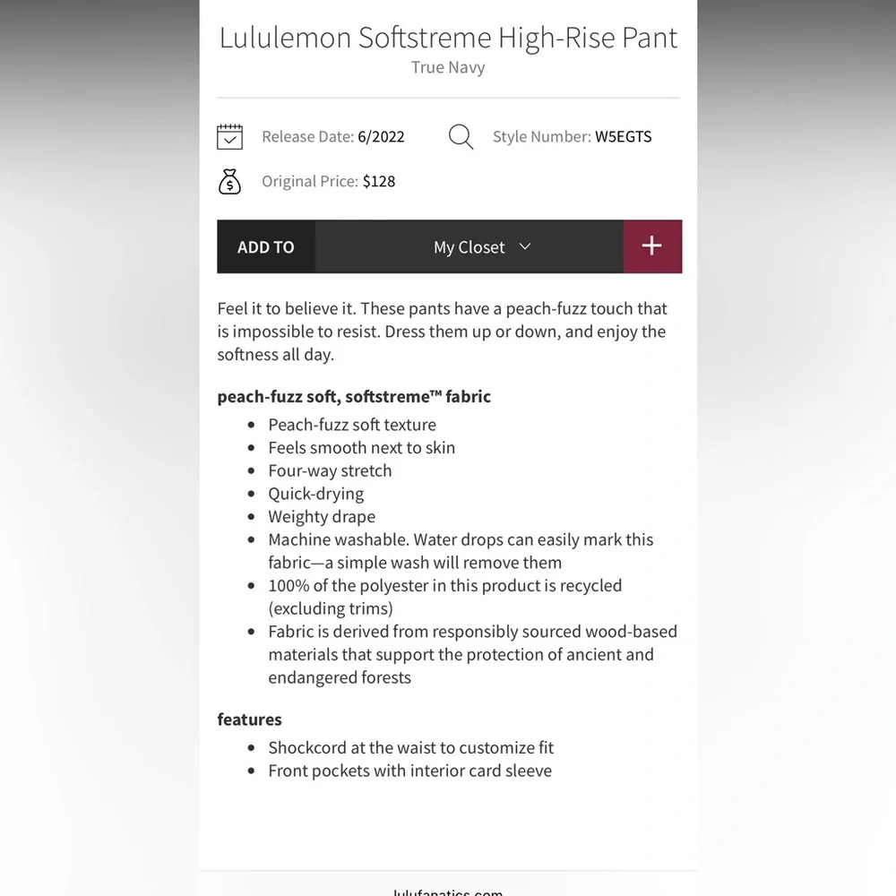 Lululemon Softstreme High Rise Pants Size 10 - Picture 11 of 11